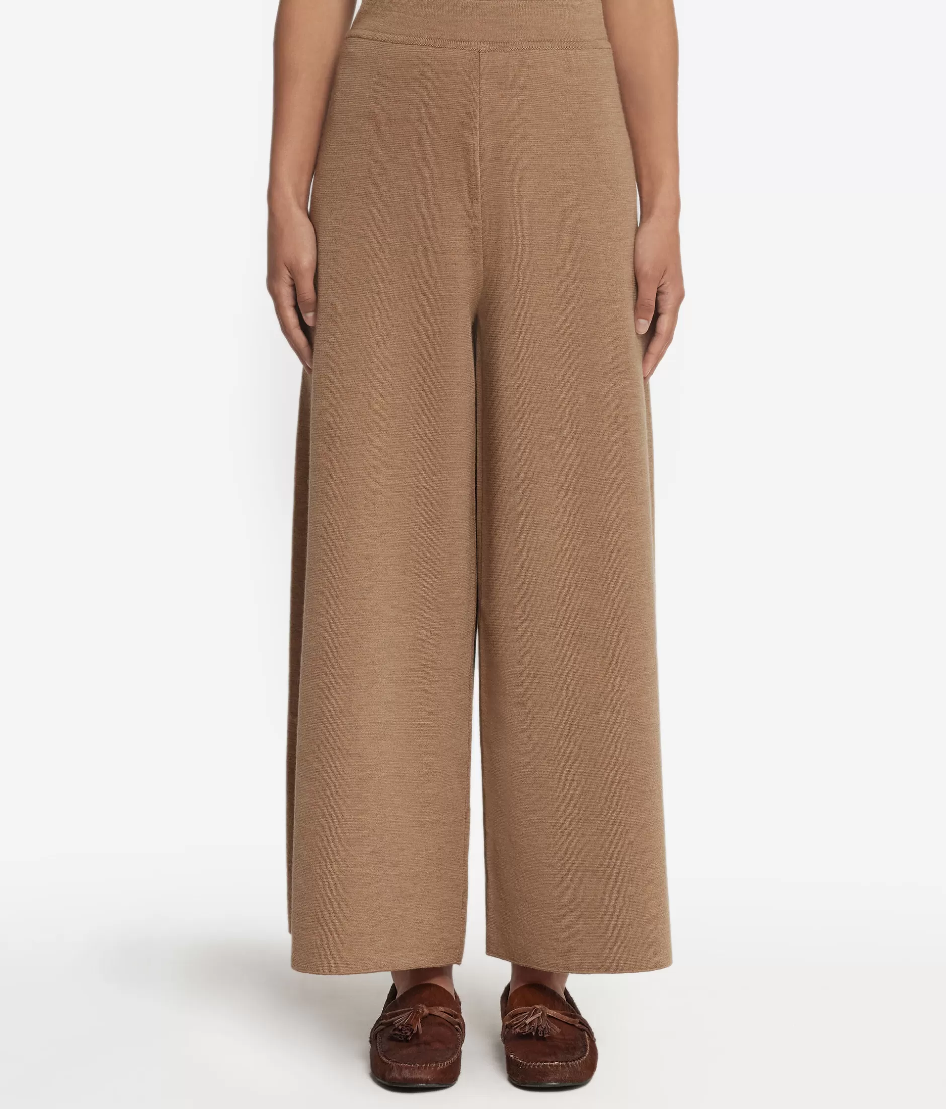 Falconeri Pantaloni Comodi a Gamba Larga in Lana Naturale - Modello 8685 Color Terra
