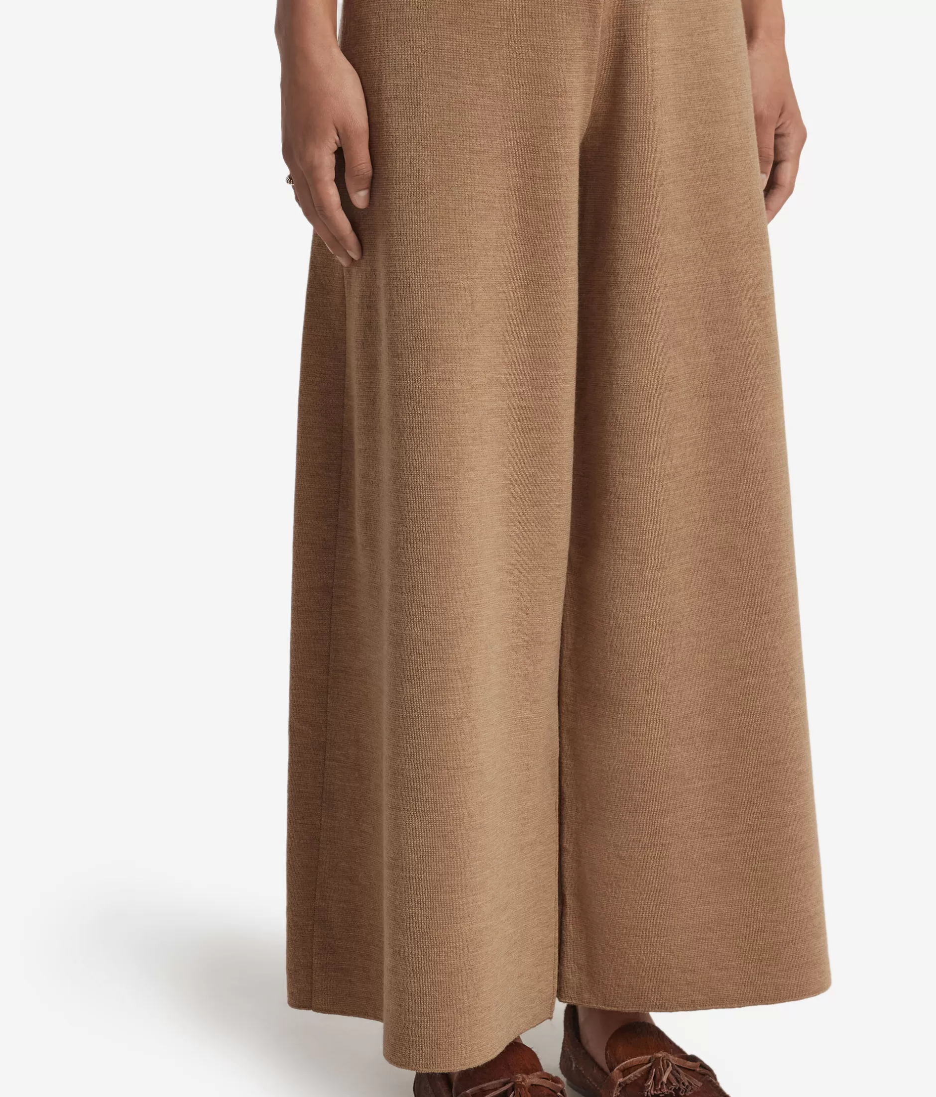 Falconeri Pantaloni Comodi a Gamba Larga in Lana Naturale - Modello 8685 Color Terra