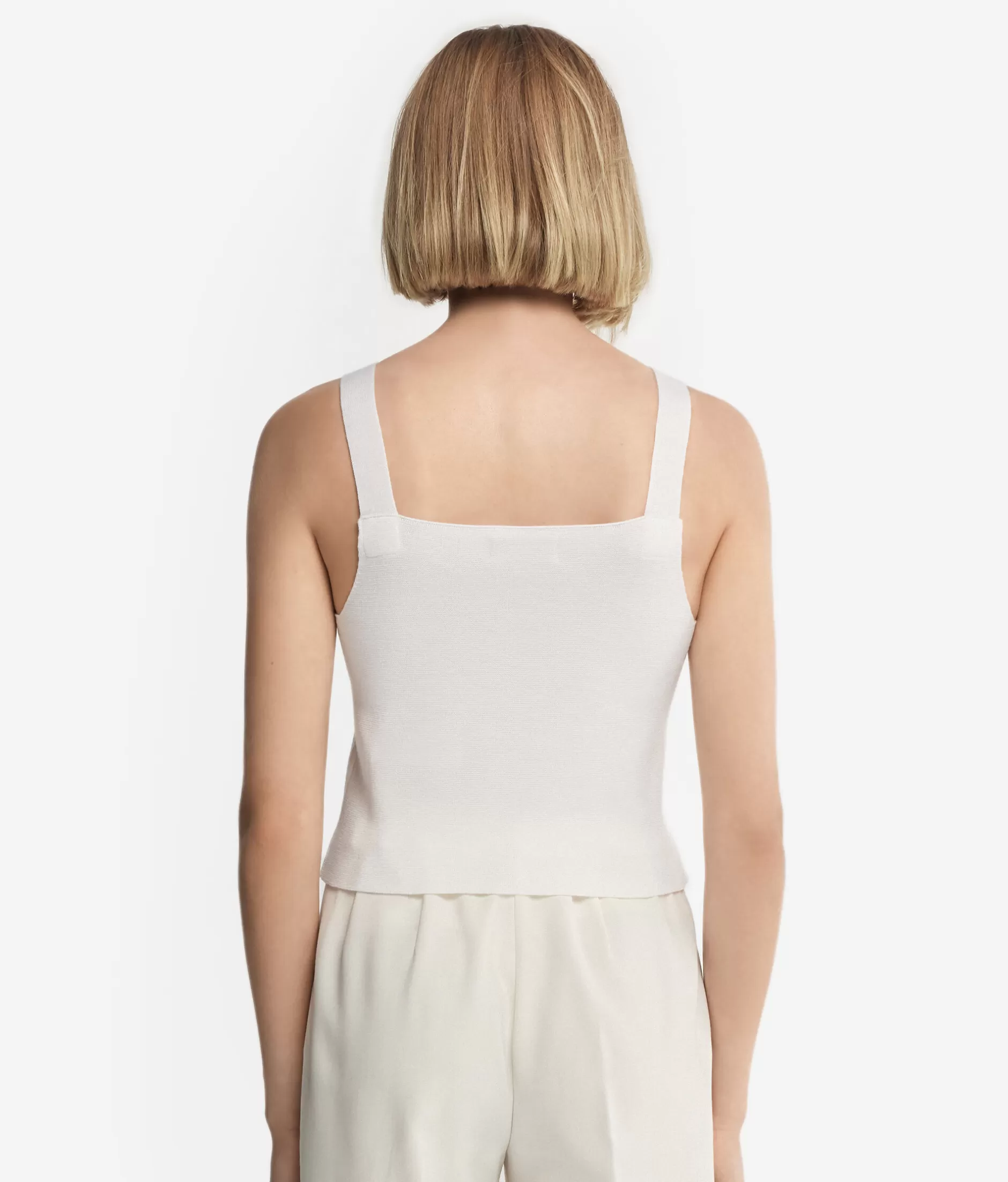Falconeri Top Corto in Lana con Cuciture Raffinate - Bianco Modello 8005 con Fiocco Elegante - Offerta Speciale a Tempo Limitato
