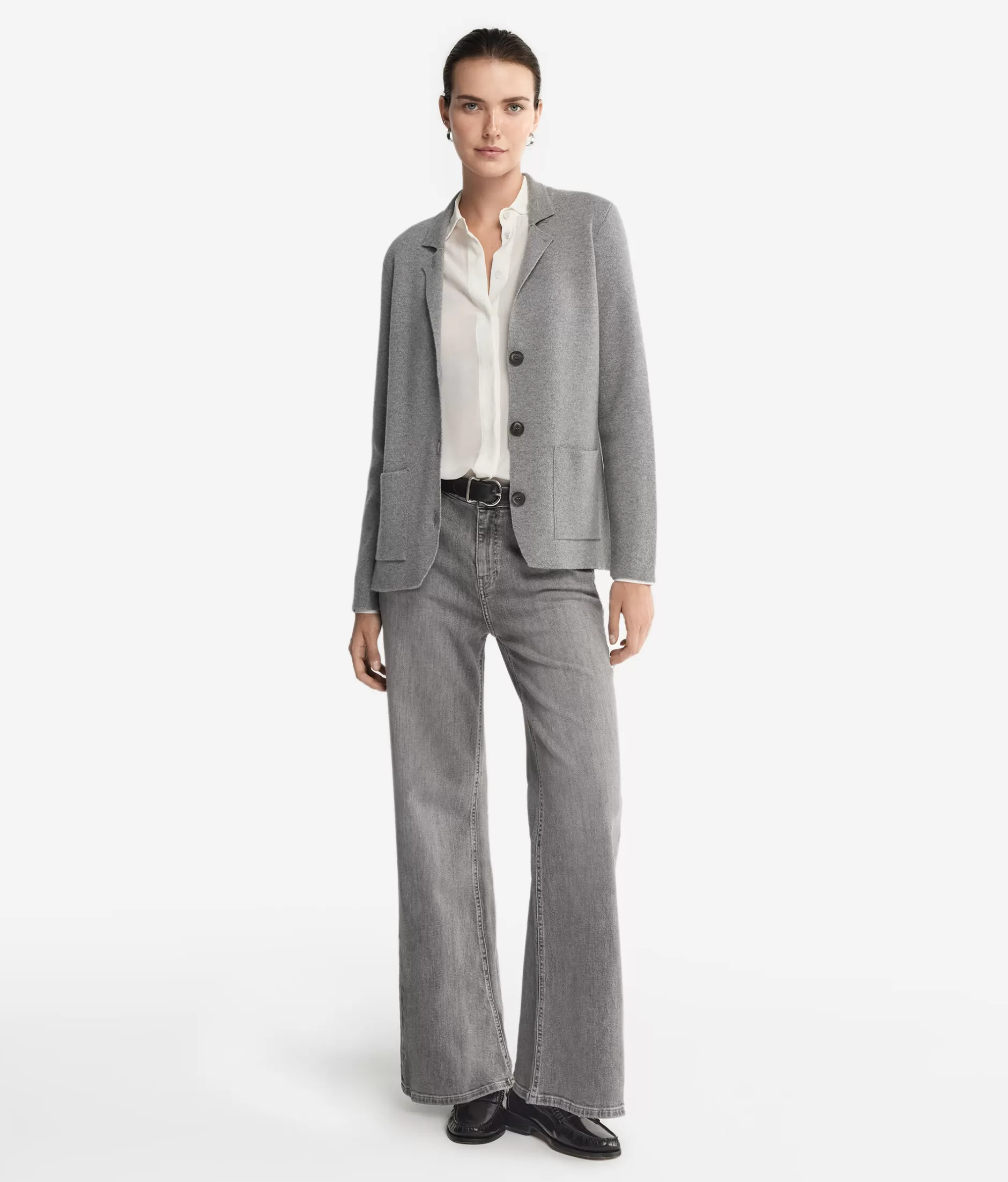 Giacca Falconeri in Tweed di Lana Stile Autunno/Inverno, Grigio Perla - Modello 9077