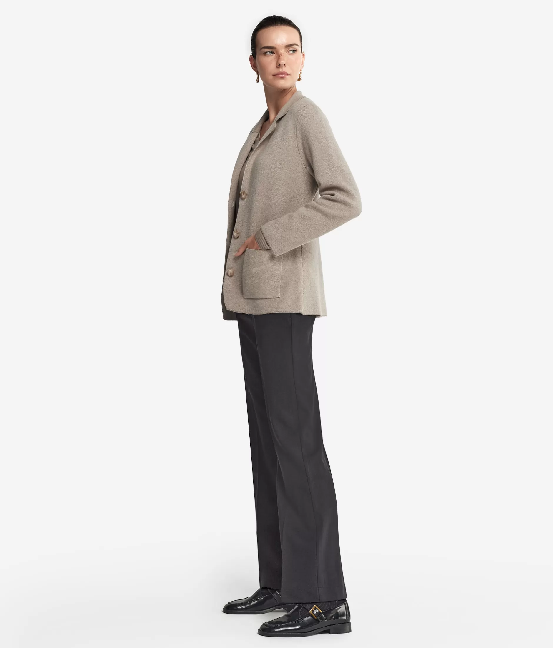 Giacca Classica in Tweed di Lana Falconeri - Grigio Pietra Scuro, Edizione Outlet