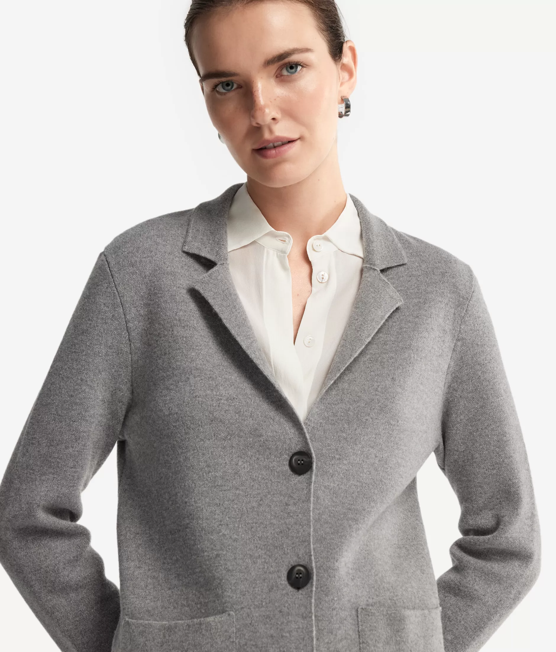 Giacca Falconeri in Tweed di Lana Stile Autunno/Inverno, Grigio Perla - Modello 9077