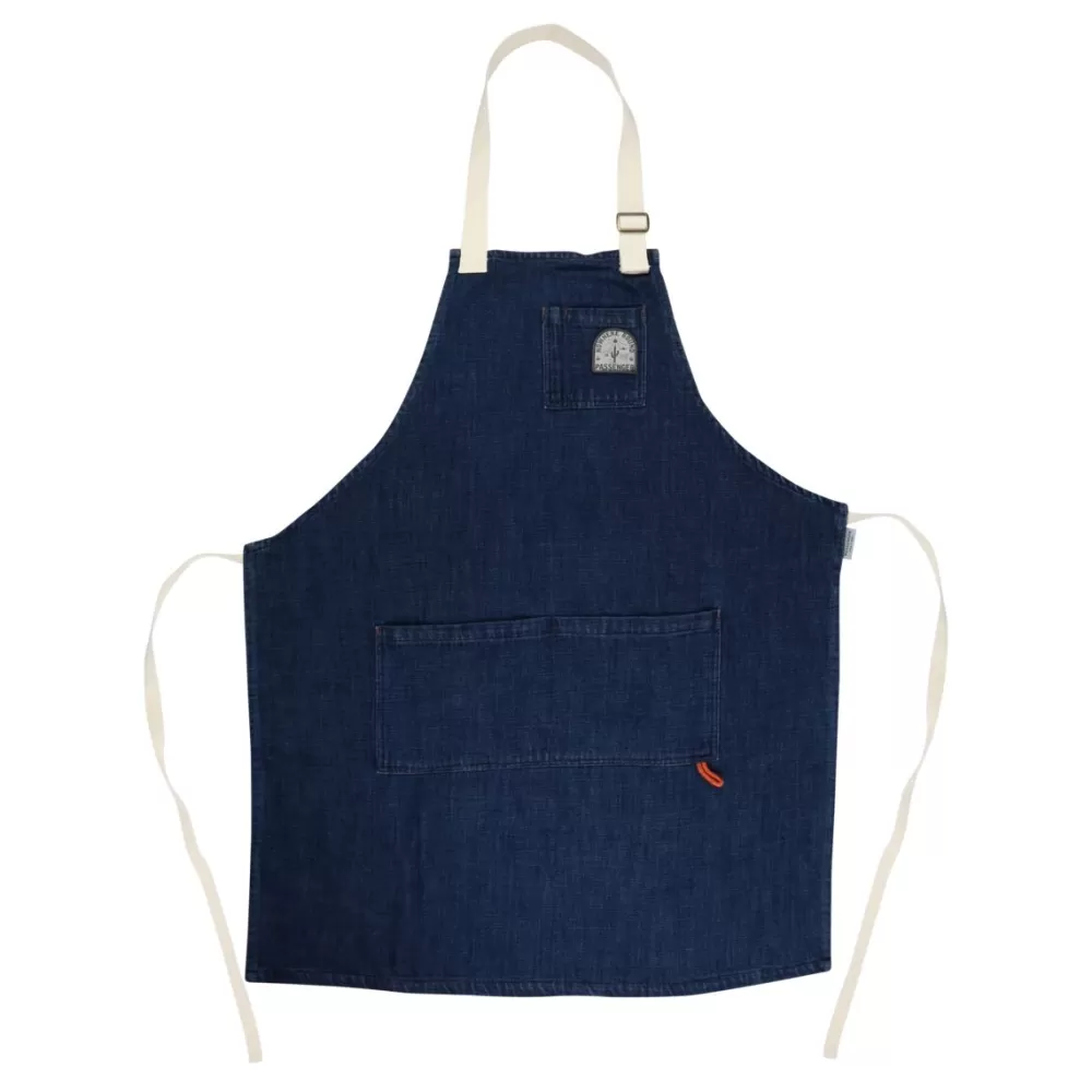 Grembiule donna in denim biologico cotto a mano - Design Floris van Bommel per la collezione Yard, tessuto resistente e sostenibile con fibbie regolabili