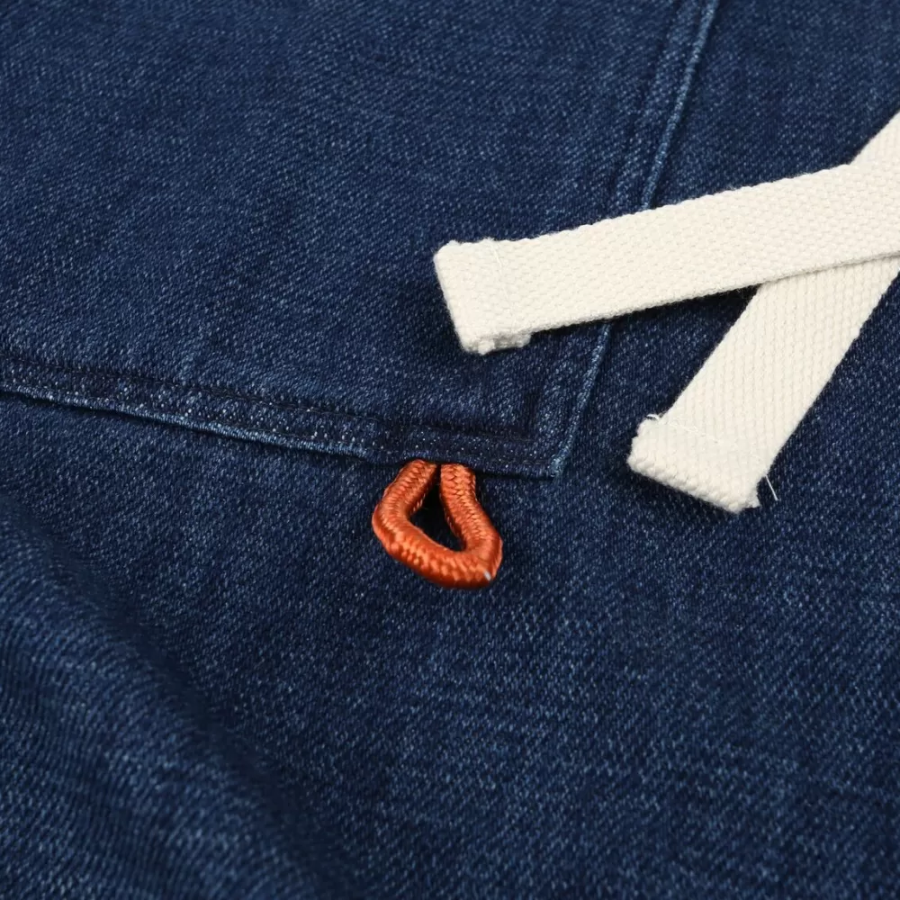 Grembiule donna in denim biologico cotto a mano - Design Floris van Bommel per la collezione Yard, tessuto resistente e sostenibile con fibbie regolabili